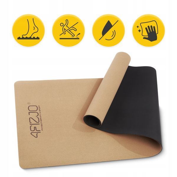 Килимок (мат) спортивний 4FIZJO Cork 183 x 61 x 0.4 см для йоги та фітнесу (P-5907739319562) 4808 фото