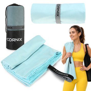 Рушник спортивний Cornix 180 x 100 см з мікрофібри XR-0560 Sky Blue 6098 фото