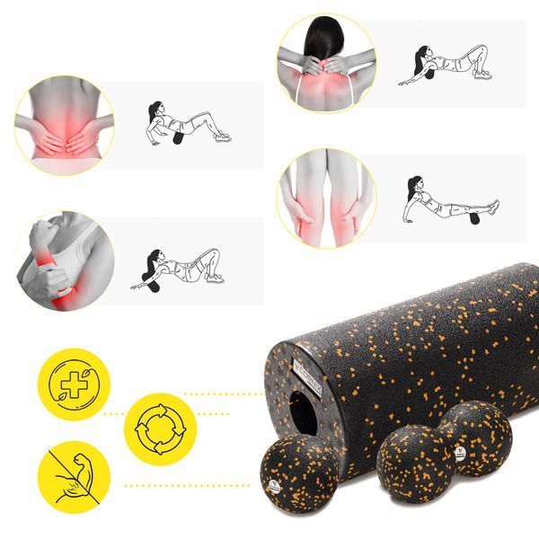 Масажний набір Cornix (Ball 8 см, Duoball 8 х 16 см та Foam Roller 30 х 15 см) XR-0081 4048 фото