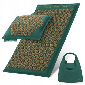 Килимок акупунктурний з подушкою 4FIZJO Eco Mat Аплікатор Кузнєцова Navy Green/Gold (P-5907739312891) 3110 фото