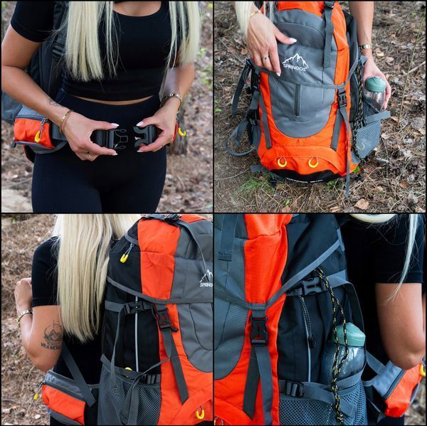 Рюкзак туристичний Springos 70 л CS0128 Black/Grey/Orange 6054 фото