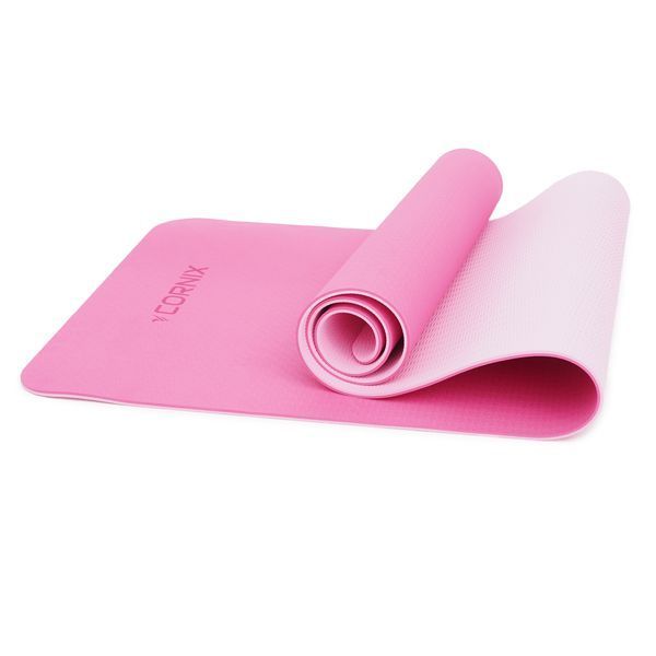 Килимок спортивний Cornix TPE 183 x 61 x 0.6 см для йоги та фітнесу XR-0005 Pink/Rose 3796 фото