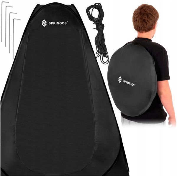 Намет туалет-душ, переодягальня Springos Pop-Up 190 x 120 x 120 см саморозкладний PT036 Black 6006 фото