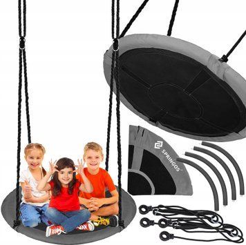 Гойдалка-гніздо Springos кругла 110 см NS027 Black/Grey 6056 фото