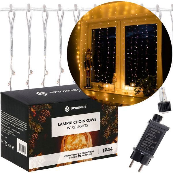 Гірлянда водоспад (штора) Springos 2 x 2 м 400 LED CL0097 Warm White 3335 фото