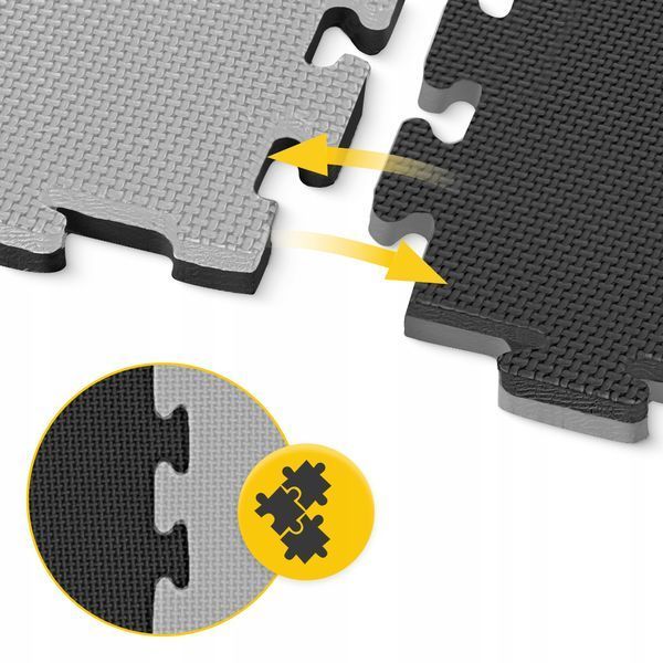 Мат-пазл (ласточкин хвіст) 4FIZJO Mat Puzzle EVA 100 x 100 x 2 cм Black/Grey (P-5907739316226) 5449 фото