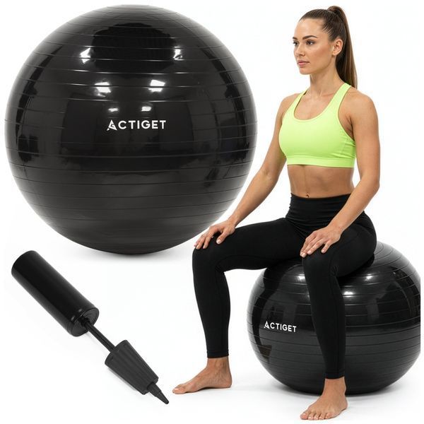 М'яч для фітнесу (фітбол) Actiget 75 см з насосом ACT0146 Black 5879 фото